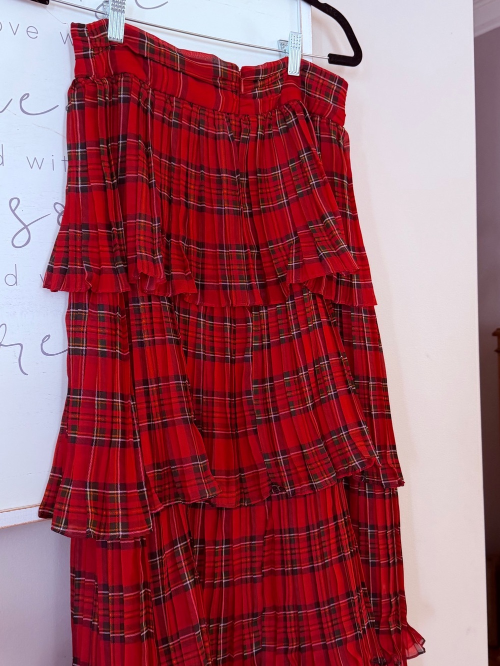 Antonio Melani Katrina Tartan Plaid Layered Ruffled Red Black Holiday Skirt 6 - Picture 10 of 16